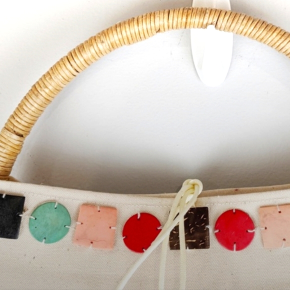 🧵NWT Balikbayan Handicrafts Wicker Canvas Handbag - Picture 2 of 6